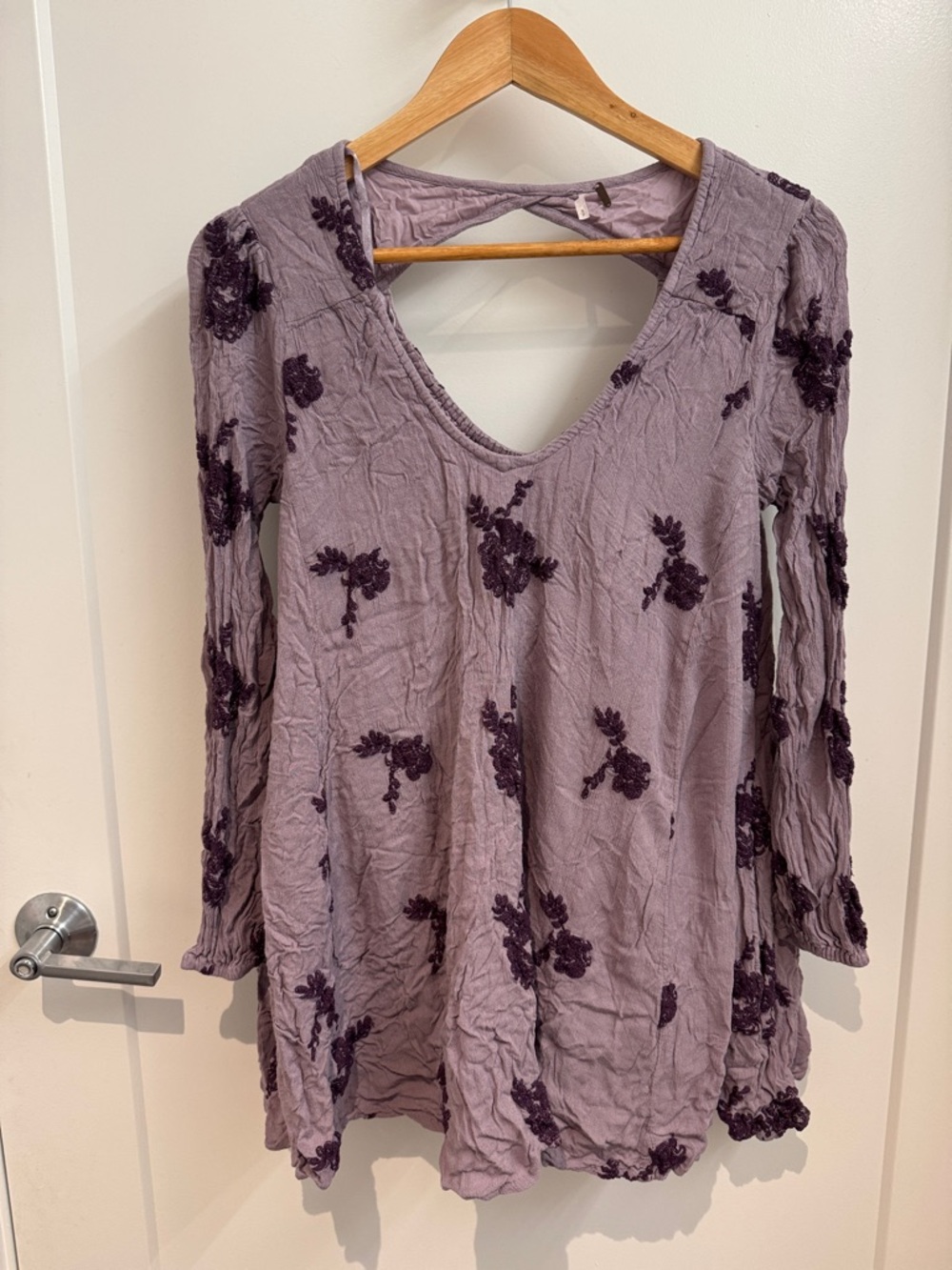 Vintage Free People Lilac Long Sleeve Dress W/ Pockets